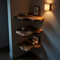 Solid Wood Natural Wood Floating Shelves Solid Corner Shelf Entryway Design, view 9