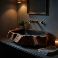 Solid Wood Sink Vanity Handcrafted Wall Mounted Bathroom Natural, view 9