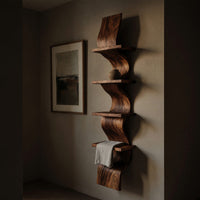 Solid Wood Wall Mounted Shelf Curved Floating Statement Living Room, view 9