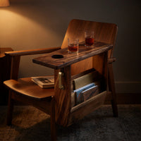Solid Wood Sofa Arm Table Mid Century Solid Armrest, view 9