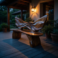 Solid Wood Outdoor Garden Bench Live Edge Solid Entryway Home Seating, view 9
