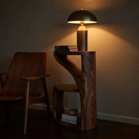 Solid Wood Nightstand Elegant With Sculptural Two Level Bedroom, view 9