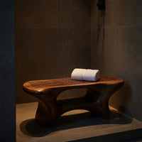 Solid Wood Teak Shower Bench Bathroom Seat With Center Shelf Bathroom, view 9