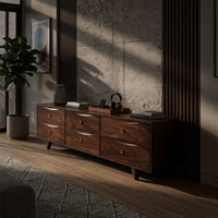 Six-Drawer Media Console in Walnut, Made to Order, view 9