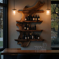 Solid Wood Wine Rack Mid Century Kitchen Bar Wall Shelf, view 9