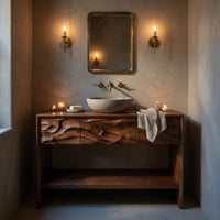 Solid Wood Bathroom Vanity Storage, view 9