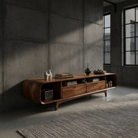 One Long Curve Along the Wall: A Walnut Media Console, view 9