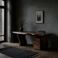 Desk on Twin Wave-Cut Pedestals in Solid Walnut, view 9