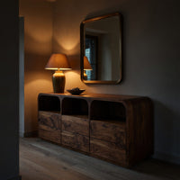 Solid Wood Sideboard With Curved Corners Living Room, view 9