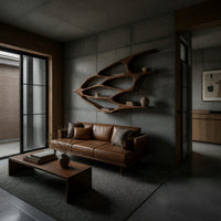 Leafwing Wall Bookshelf, Carved from Solid Walnut, view 9