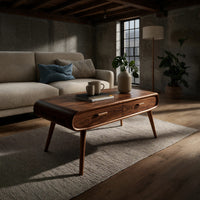 Ridgeline Hardwood Coffee Table With Two Drawers, view 9