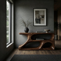 Sculpted Loop Console Table in Solid Hardwood, view 9