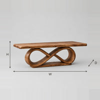 Infinity Loop Base Dining Table With Thick Slab Top dimension diagram with width, height and depth
