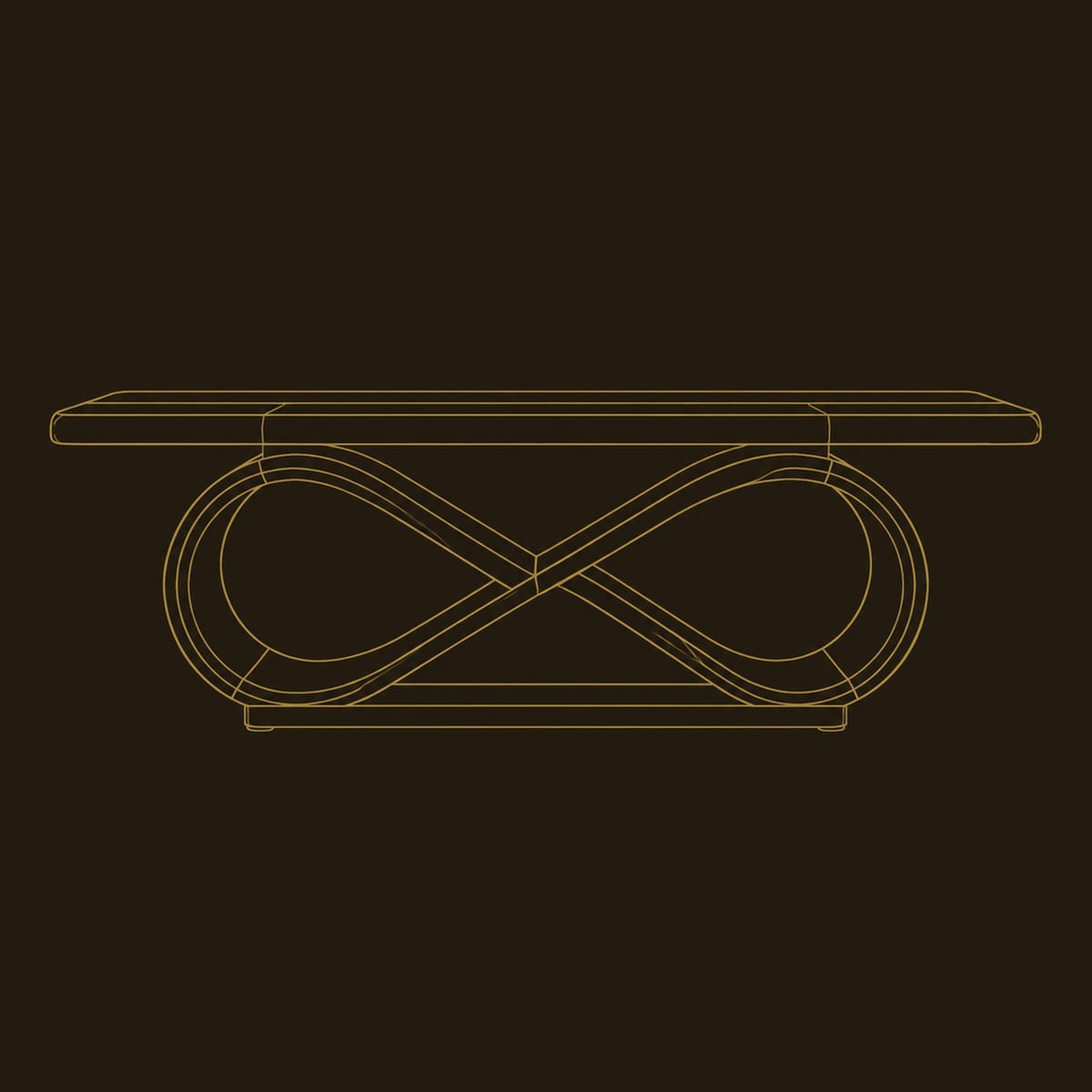 Infinity Loop Base Dining Table With Thick Slab Top dimension diagram