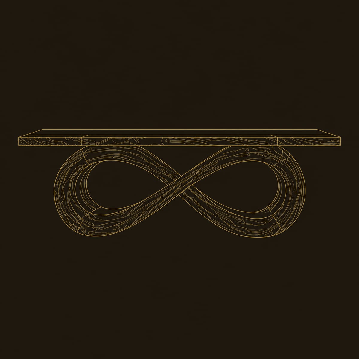 Infinity Loop Base Live Edge Dining Table dimension diagram