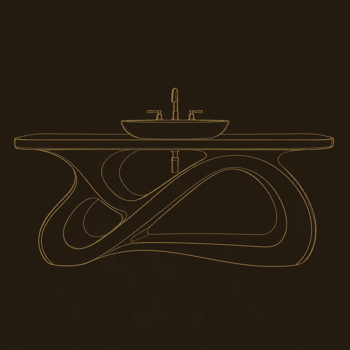 Infinity Loop Bathroom Vanity With Open Shelf Inside The Base dimension diagram