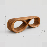Infinity Loop Bench With Open Figure Eight Base dimension diagram with width, height and depth