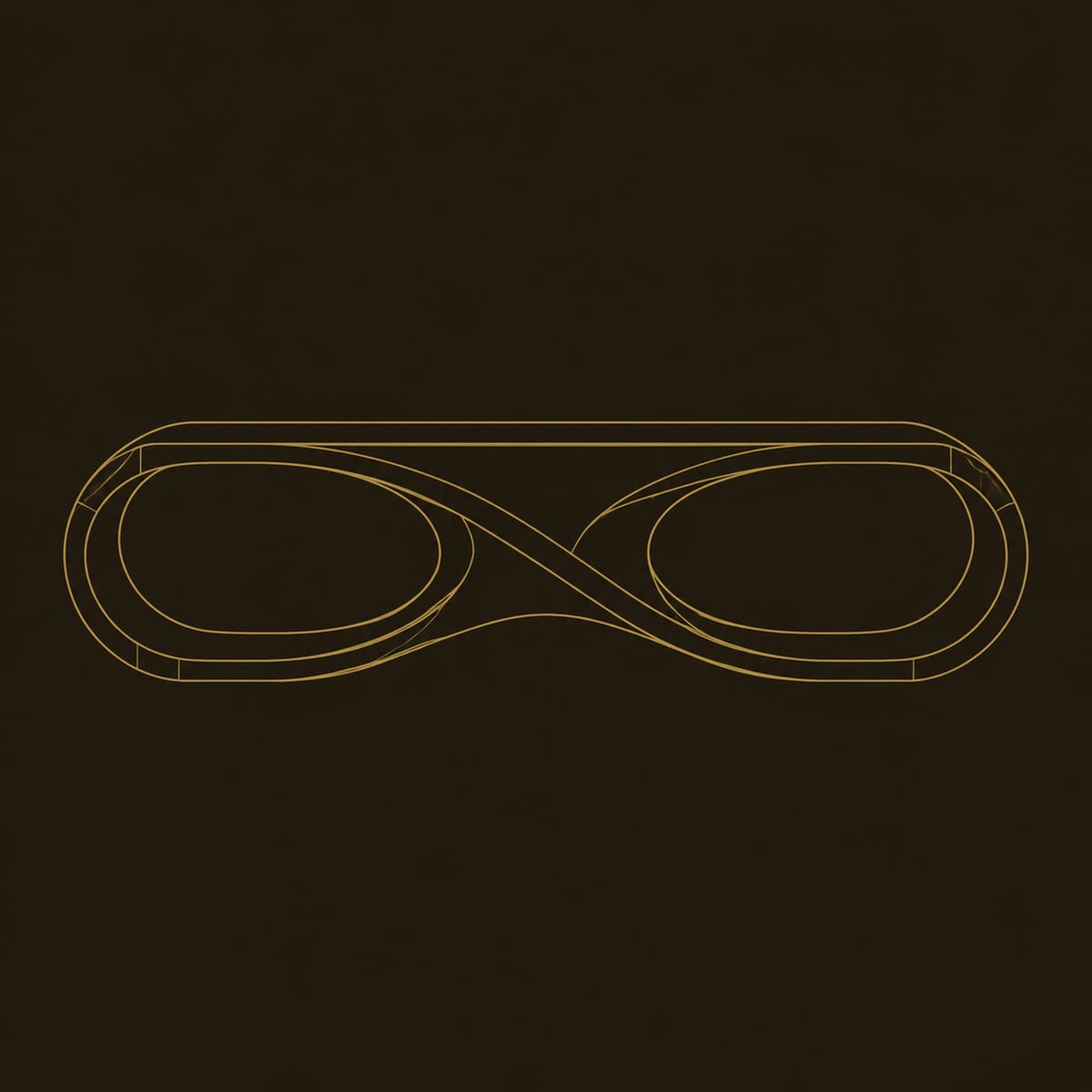 Infinity Loop Coffee Table with Twin Oval Openings dimension diagram