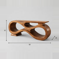 Infinity Loop Console Table With Open Ribbon Form And Slim Top dimension diagram with width, height and depth