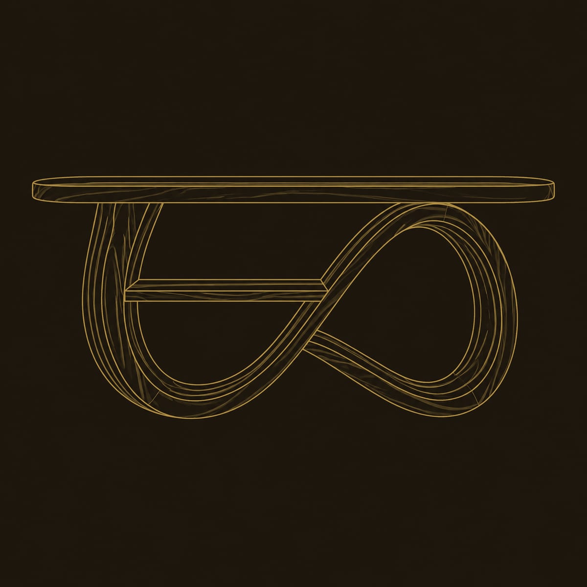 Infinity Loop Console Table With Ribbon Base And Mid Shelf dimension diagram