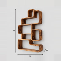Interlocking Open Cubby Shelf Unit With Staggered Box Layout dimension diagram with width, height and depth