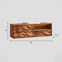Layered Ridge Relief Floating Bathroom Vanity With Open Shelf dimension diagram with width, height and depth