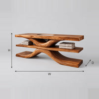 Layered Slab Bathroom Vanity With Sweeping S Shaped Support dimension diagram with width, height and depth