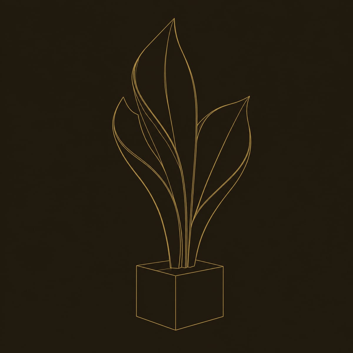 Leaf Blade Wood Sculpture On A Square Block Base dimension diagram