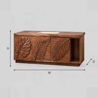 Leaf Carved Bathroom Vanity With Three Front Panels dimension diagram with width, height and depth
