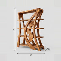 Leaf Carved Bookshelf With Sweeping Rib And Four Shelves dimension diagram with width, height and depth