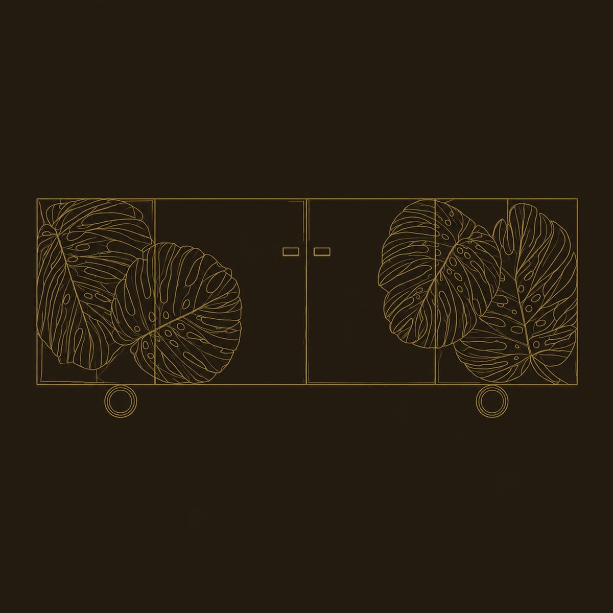 Leaf Carved Sideboard With Plain Center Doors And Ball Feet dimension diagram
