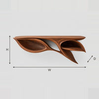 Leaf Form Bathroom Vanity With Two Open Petal Niches dimension diagram with width, height and depth