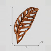 Leaf Shaped Wall Art With Open Oval Cutouts dimension diagram with width and height