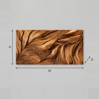 Leaf Vein Relief Wall Art With Flowing Carved Ribs dimension diagram with width and height