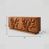 Leafy Branch Sideboard With Raised Carving On A Plinth Base dimension diagram with width, height and depth