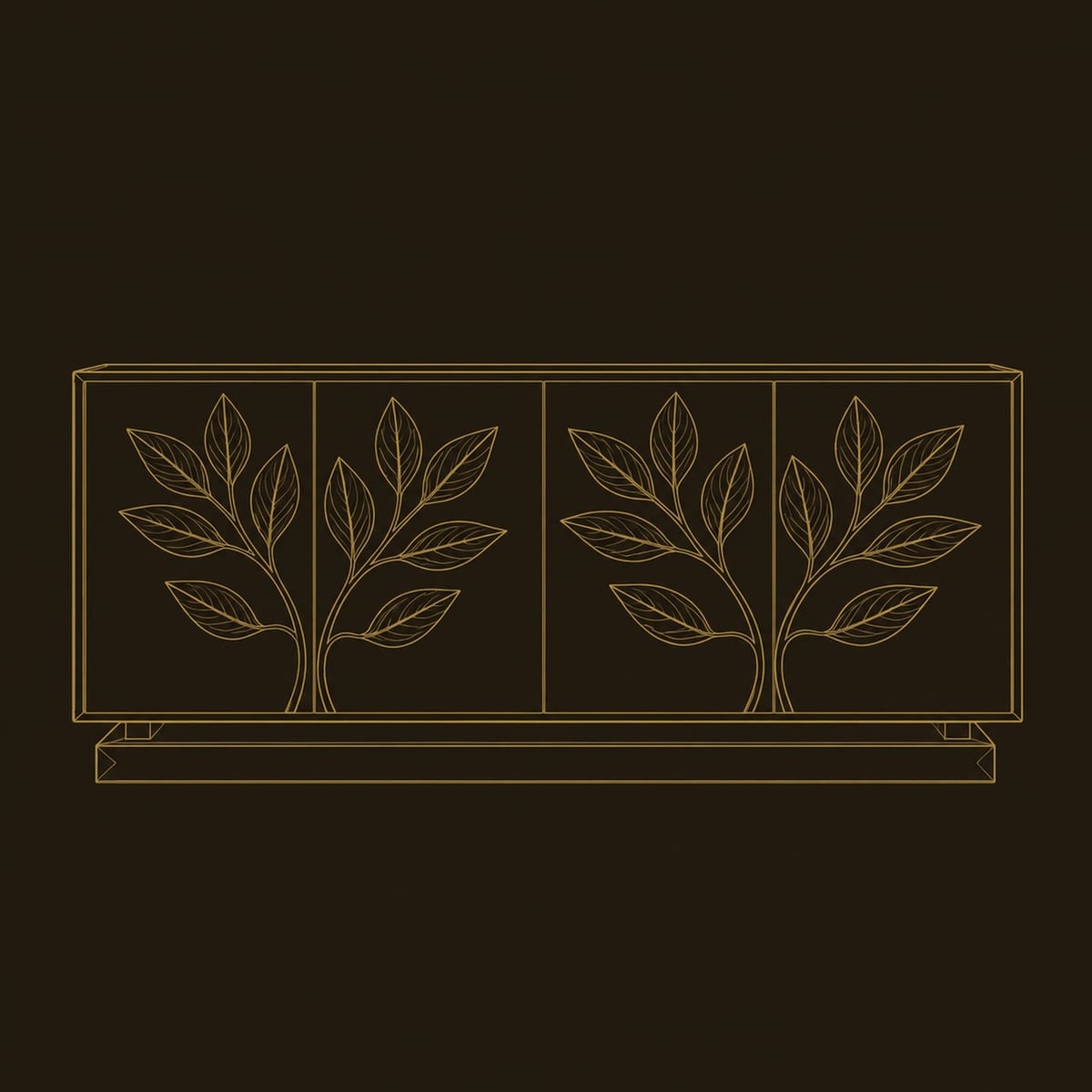 Leafy Branch Sideboard With Raised Carving On A Plinth Base dimension diagram
