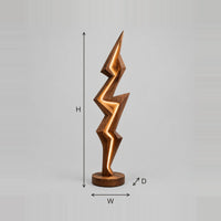 Lightning Bolt Floor Lamp With A Glowing Zigzag Seam dimension diagram with width, height and depth