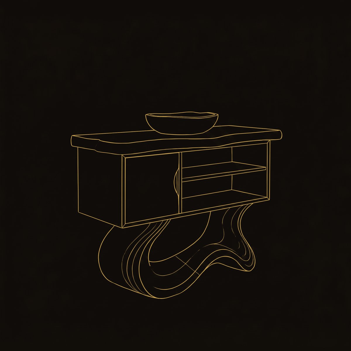 Solid Wood Bathroom Vanity Scandinavian Carved With Display Shelf dimension diagram