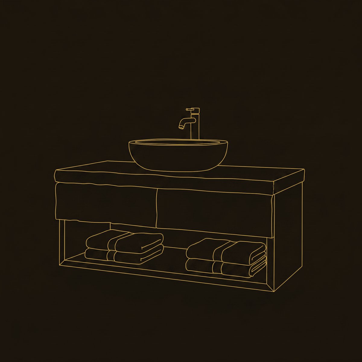 Solid Wood Bathroom Vanity Floating dimension diagram