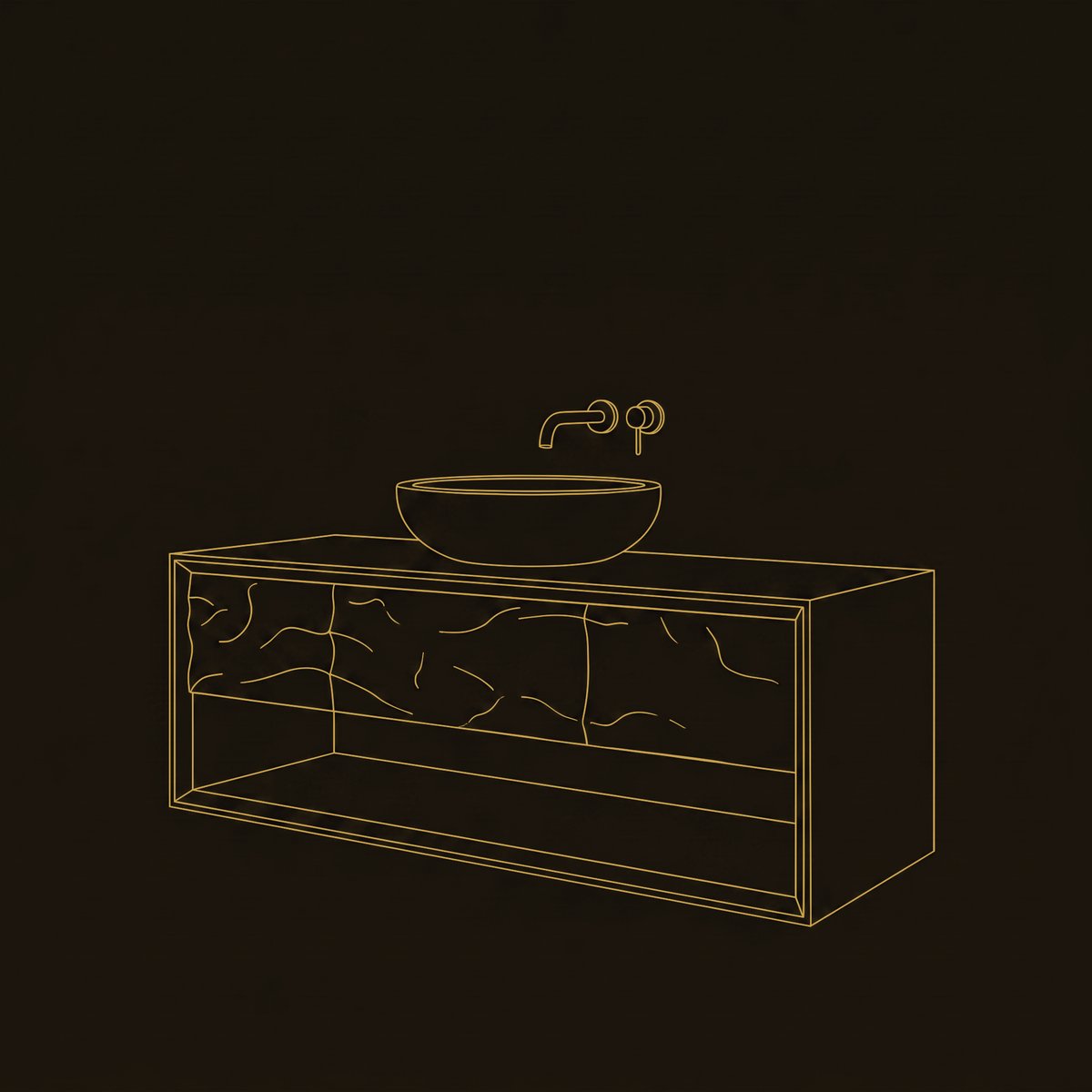 Solid Wood Bathroom Vanity Storage dimension diagram