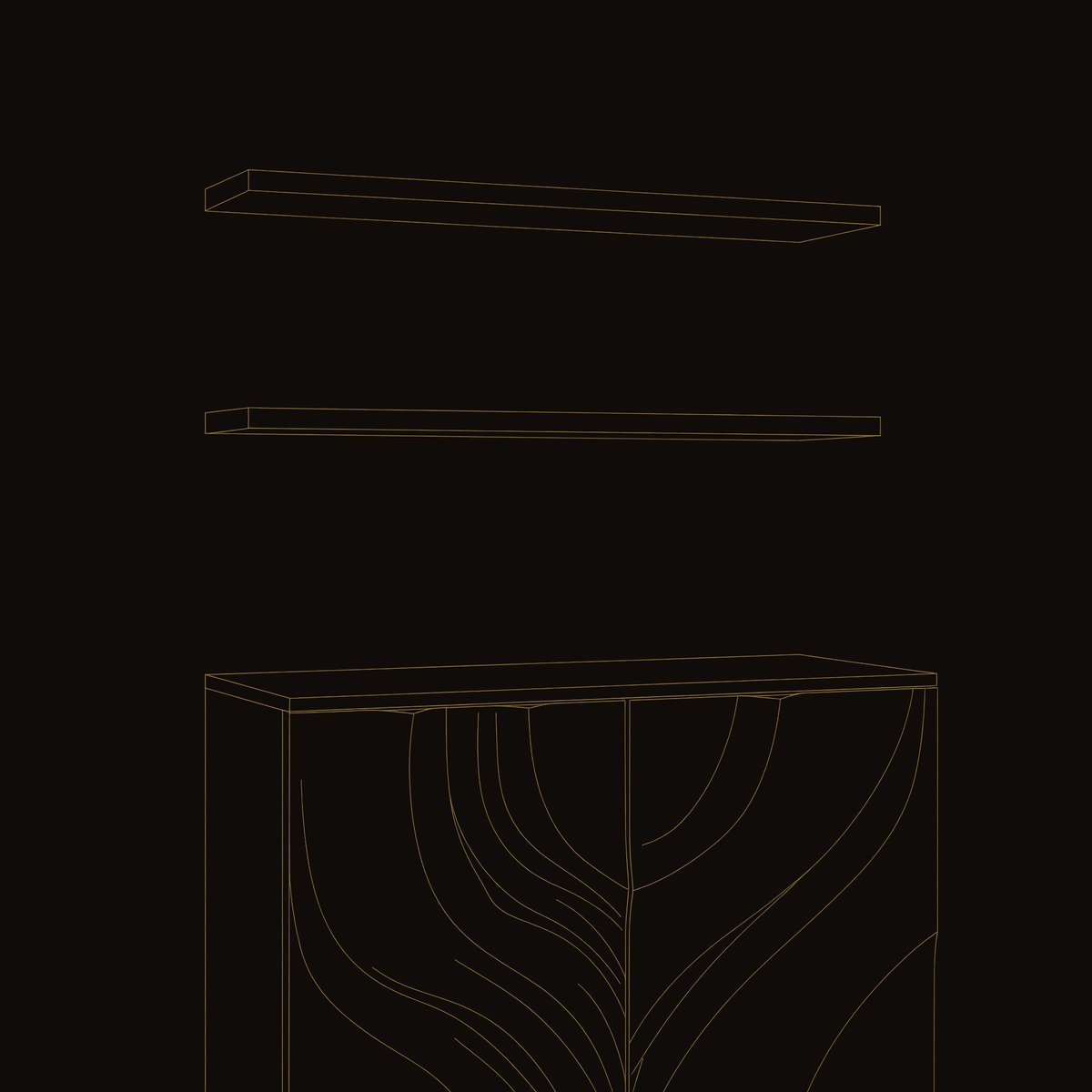 Solid Wood Corner Wall Bathroom Shelf Cabinet Symmetrical Carved Doors dimension diagram