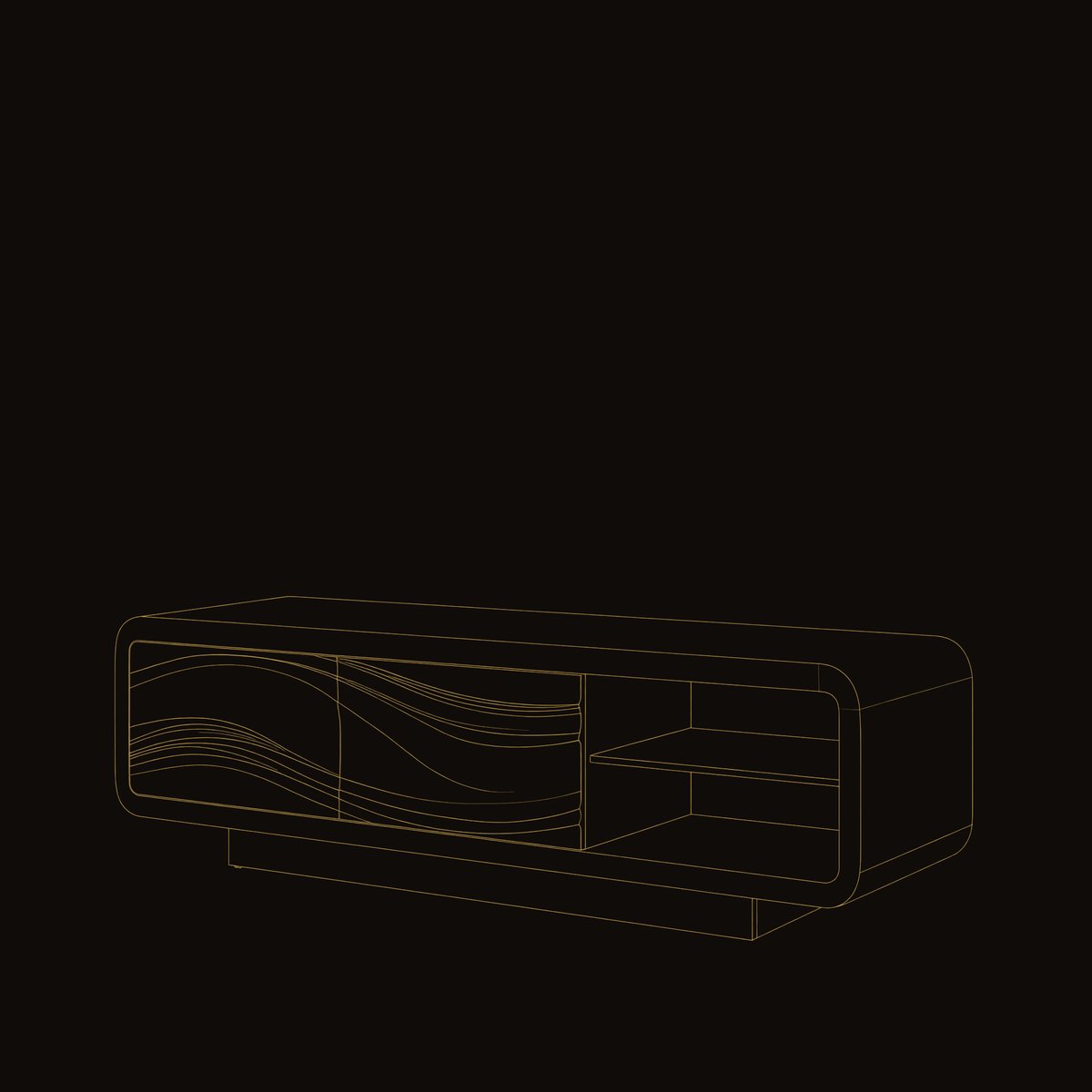Solid Wood Sideboard Sculpted Living Room dimension diagram
