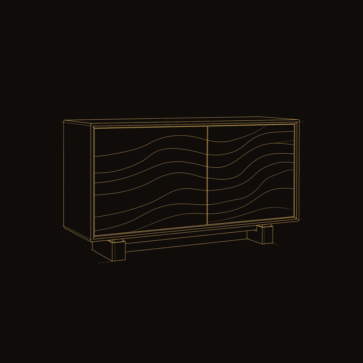 Solid Wood Sideboard Wave Carving Kitchen dimension diagram
