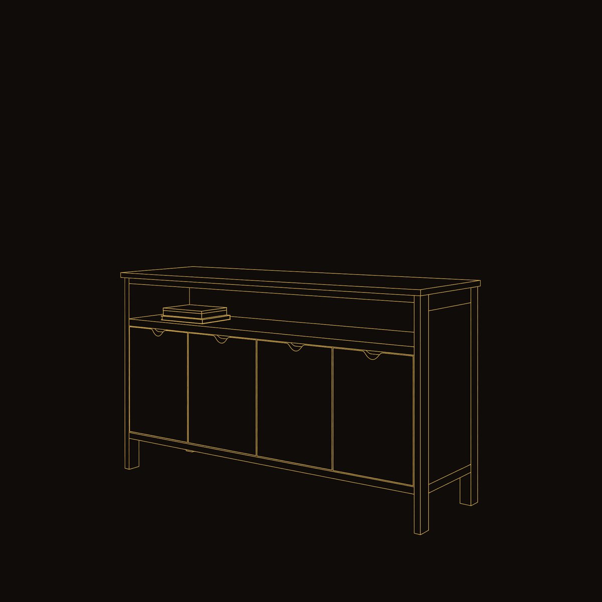 Solid Wood Sideboard With Open Upper Shelf Home dimension diagram