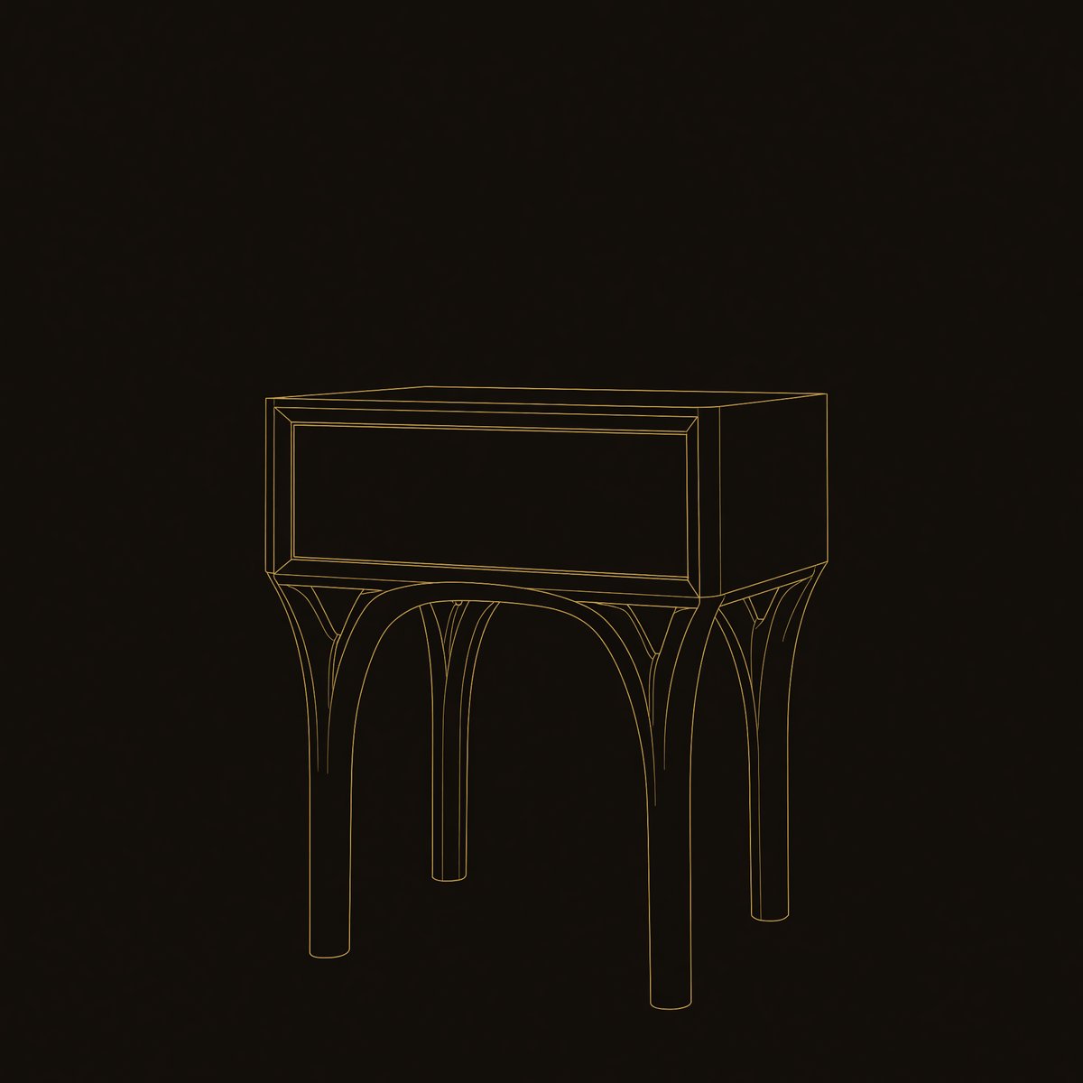 Solid Wood Nightstand Arch Leg With Drawer Bedroom dimension diagram