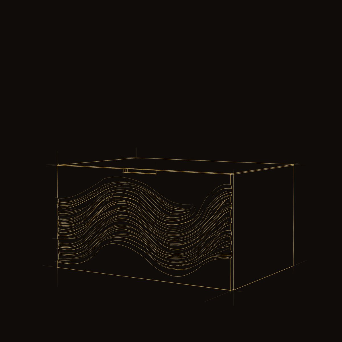 Solid Wood Nightstand Floating With Wave Carved Front Bedroom dimension diagram