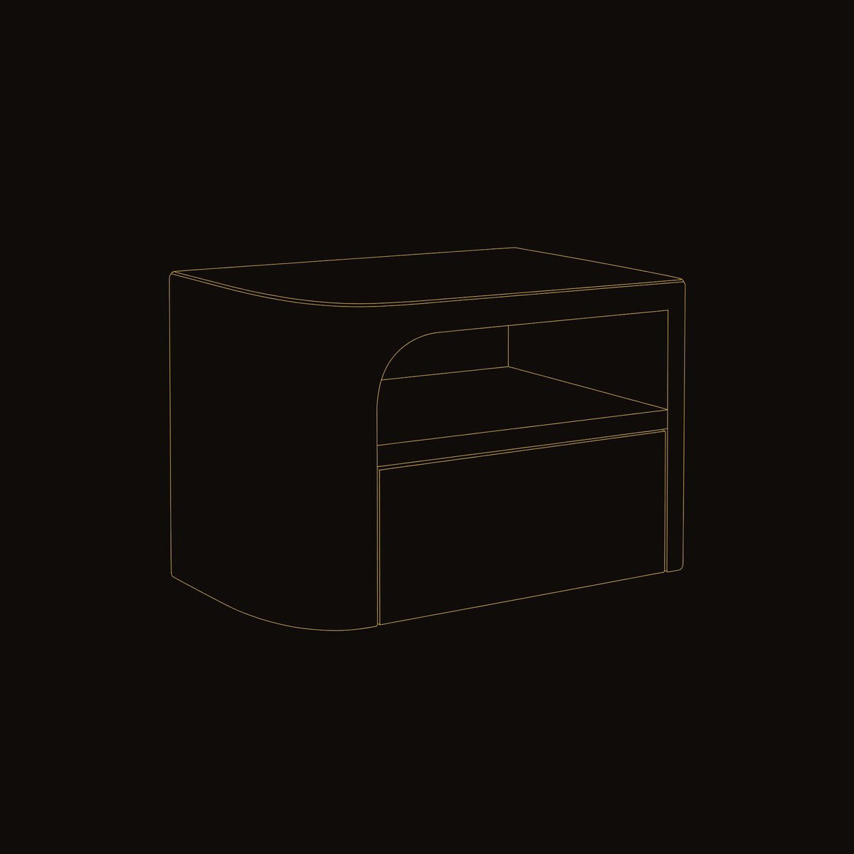 Solid Wood Nightstand Floating Bedroom dimension diagram