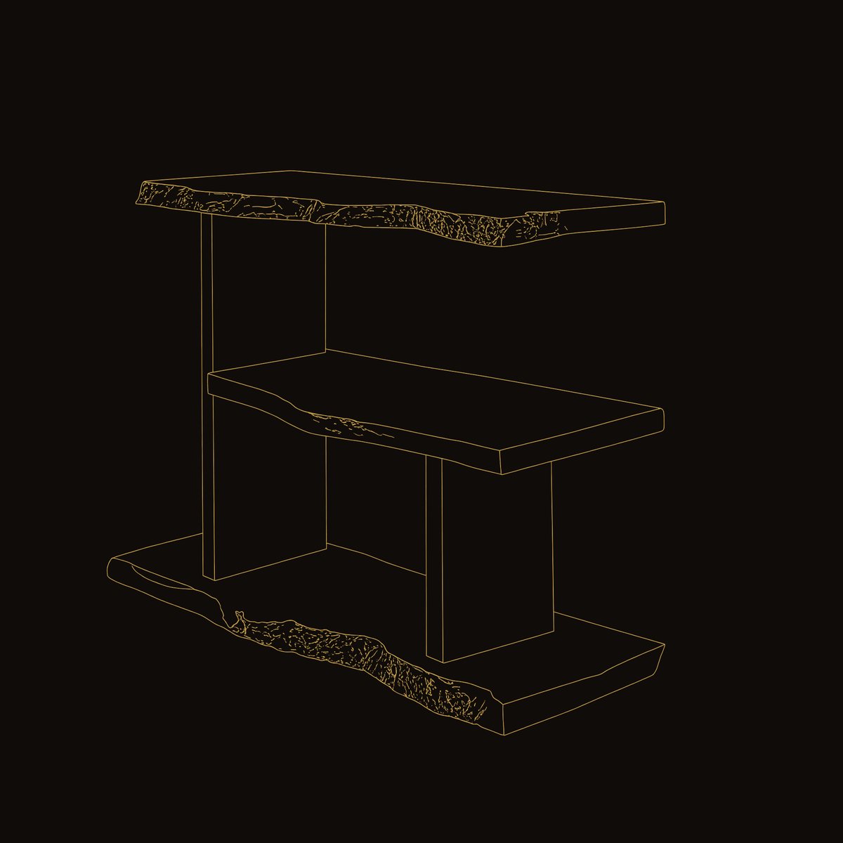 Solid Wood Standing Shelf Artistic Live Edge Entryway Storage dimension diagram
