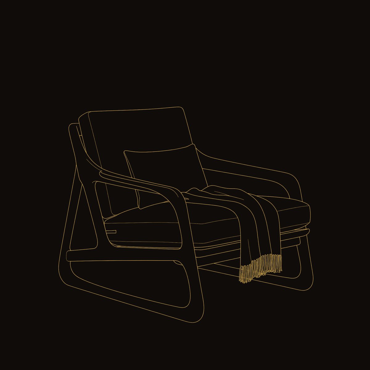 Solid Wood Chair Artistic With Curved Structure Home Balcony dimension diagram