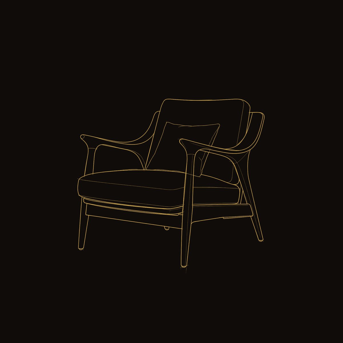 Solid Wood Chair Sculptural Form Home dimension diagram